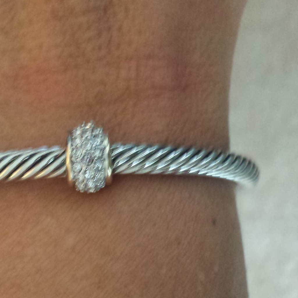 Bracelet,Two Tone, Ball With Pave Crystal